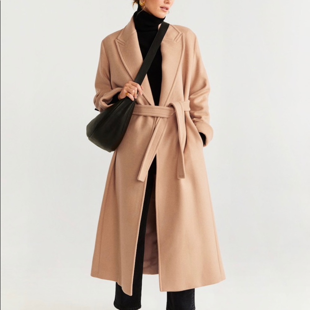 Mango beige wool coat